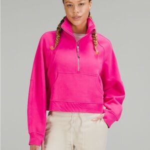 ✨Rare✨ Lululemon Sonic Pink Scuba Oversized Funnel Neck Half Zip top, size XS/ S